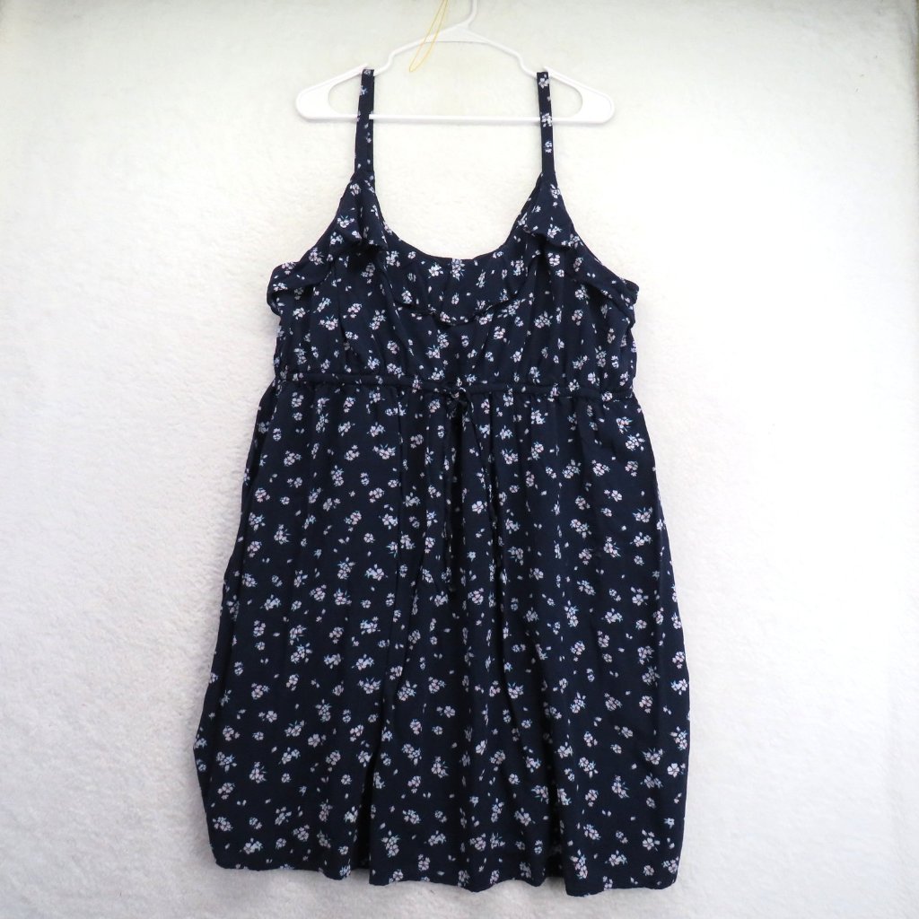 Torrid Dress Womens 4xl Navy Blue Floral Sleeveless Mini Tank 100% Rayon Summer